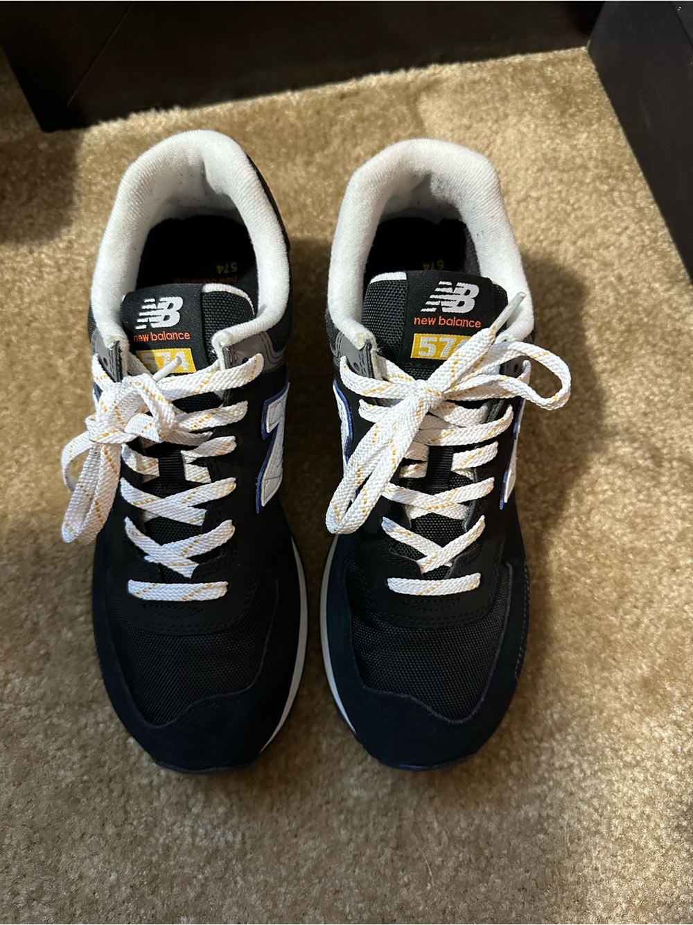New Balance Black & White 574 Heritage Sneakers